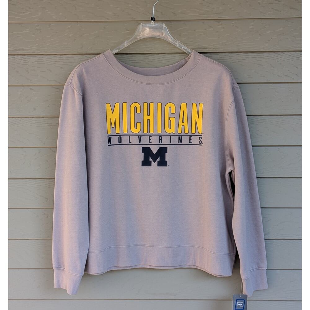 NEW Michigan University Wolverines U of M Gray Pullover Sweatshirt Womens XL